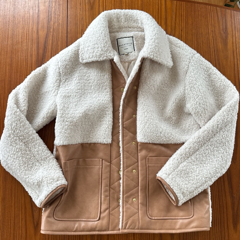 Bagatelle Cream and Brown Teddy Jacket